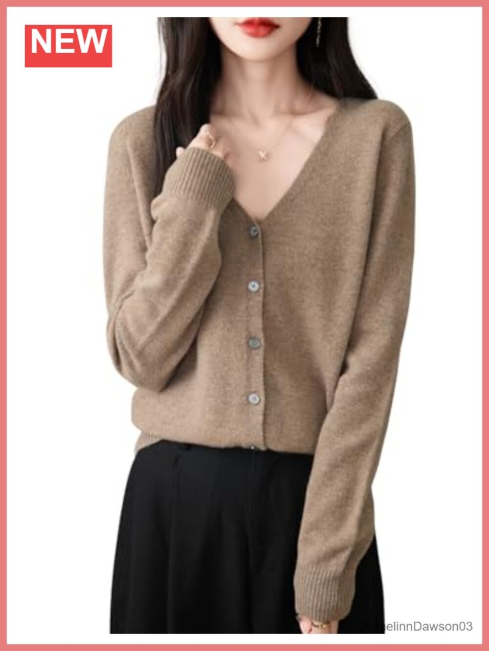 Merino Wool Cardigan V-Neck Long Sleeve Casual Lightweight